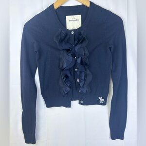 Abercrombie & Fitch Deep Blue Ruffle Cardigan